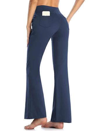 COJCOIHN Women's Bootcut Yoga Pants | Buttery Soft Fabric | Tummy Control & 4 Pockets | Navy, Medium - Buy Online on GoSupps.com
