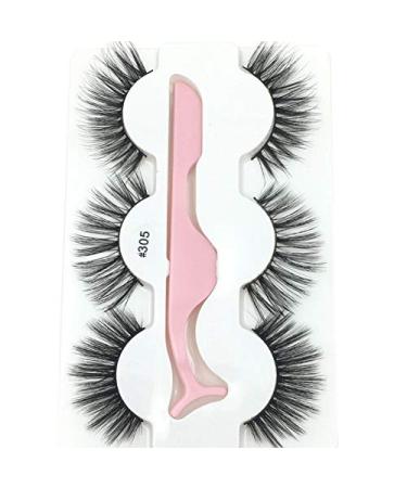 Desikixudy 3 Pairs 3D Lashes Natural False Eyelashes Dramatic Fluffy Soft Wispy Volume Reusable Eyelash 305