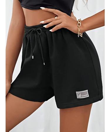 EUISVI Women's Summer Casual Drawstring Waist Sweat Shorts - Large Black - Buy Online on GoSupps.com