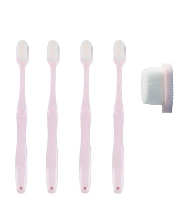 4 pieces of soft manual toothbrush for fragile gums adult children gentle cleaning of teeth on the gum hem extra switch (pink)