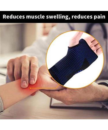 Abyon Blue Wrist Band - 2 Compressive Bandages for Right-Handed Arthritis Tendonitis & Sports Protection (Size S) - Buy Online on GoSupps.com