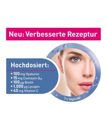 Tetesept Hyaluron 100 Complex - Q10 Biotin Lycopin Vitamin C | Dietary Supplement for Radiant Skin - 30 Mini Tablets - Buy Online on GoSupps.com