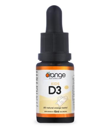 Orange Naturals - Vitamin D3 Drops - Liquid Natural Orange Flavour- 400IU for Kids - 15ml - Cholecalciferol Vitamin D3 Liquid Drops - Bone Health Teeth Health & Immune System Support