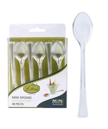 Lillian Tablesettings Mini Spoon | Clear | Pack of 48 Plastic Serve-ware, 48 Count (Spoons)