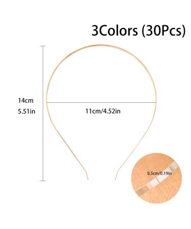 30-Piece Metal Hair Bands - Smooth Slide-Resistant Headbands for DIY Handicrafts & Hair Jewelry (Black Silver Gold) | Unisex Hair Accessories - Buy Online on GoSupps.com
