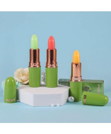 3Pcs Aloe Vera Color Changing Lipstick Set | PH Lip Balm for Girls | Magic Tinted Lip Stain | Green Jelly Lip Gloss | Lip Plumper Mood | Long-Lasting Matte Finish - Buy Online on GoSupps.com