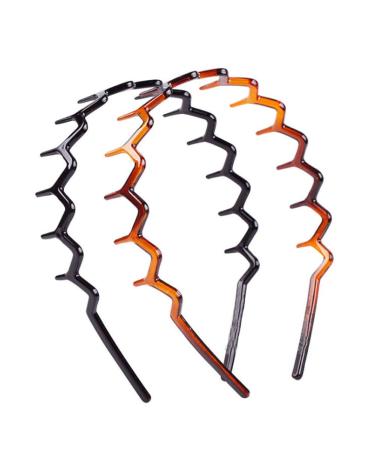 Set of 2 Zigzag Plastic Headbands in Black and Brown - Hair Comb Hairband Accessory for Women and Girls - Buy Online on GoSupps.com
