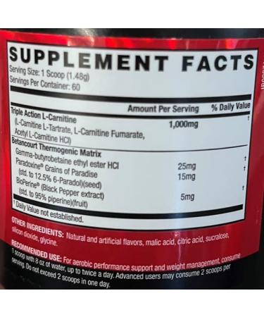 Betancourt Nutrition Carnitine Plus Powder - 90g (60 Servings) Strawberry Lemonade - Buy Online on GoSupps.com