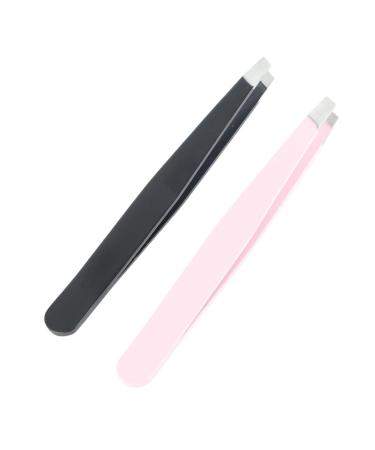 Black and Pink Practical Eyebrow Clips Eyebrow Tweezers for Home Salon