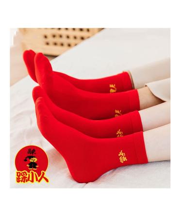 Chinese New Year Red Socks Men's and Women's Cotton Socks with Embroidery Spring Festival New Year Zodiac Socks 2 Pairs (Color : Red-3 Size : 34-44) 34-44 Red-3