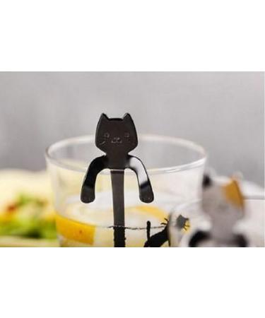 Cute Stainless Steel Cat Coffee Drink Spoon Tableware Kitchen Tool Hanging cups # Black - Buy Online on GoSupps.com