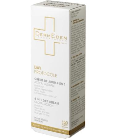 DermEden - Day cream 50 ml for dry skin SPF 50-4 actions in 1 - Complete protection against the harmful effects of light - Anti-dark spot Anti-inflammation and Rehydrating - Made in France - Buy Online on GoSupps.com
