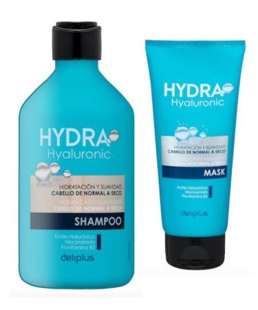 Pack 2 Shampoing 400 ml et Mask Apr s-shampooing 200 ml Hydra Hyaluronic cheveux normaux secs avec acide hyaluronique niacinamide et provitamine B5. Paquet 1 x 400 ml et 1 x 200 ml Deliplus