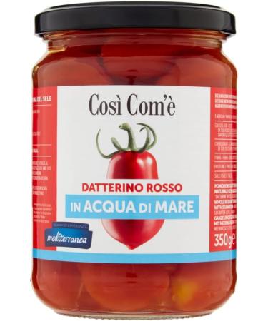 Cos Com' Datterino Rosso Set of 12 Red Tomatoes Datterino in Sea Water Italian Tomatoes 350 g Pot + Gourmet Polpa di Pomodoro Italian Box 400 g - Buy Online on GoSupps.com
