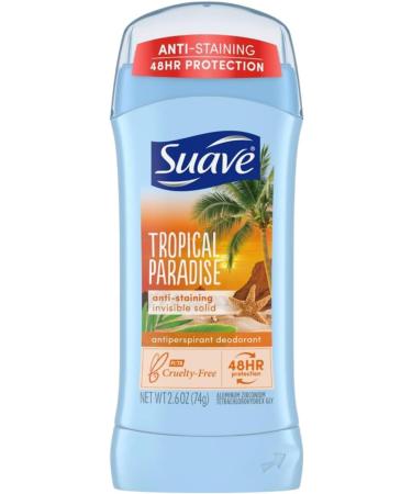 Suave Deodorant 2.6 Ounce 24Hr Tropic Paradise Invis. Solid (76ml) (2 Pack) Tropical Paradise 2.6 Ounce (Pack of 2) - Buy Online on GoSupps.com