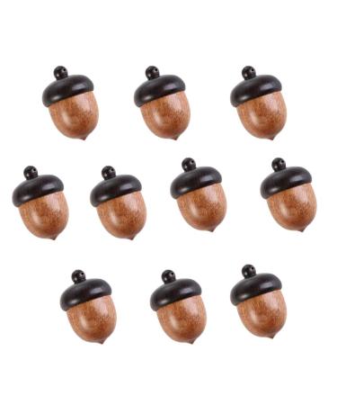 10Pcs Mini Acorns Decor Craft Artificial Acorns Solid Wood Medicine Pill Box Portable Sandalwood Acorn Pill Case Tablets Storage Sealed Can