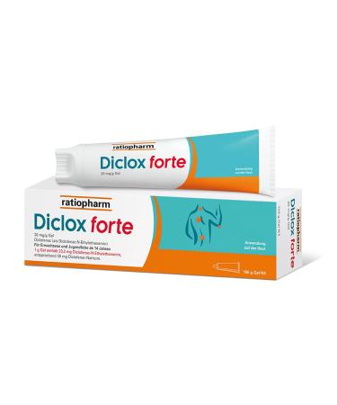 Diclox forte pain gel from ratiopharm relieves acute back and joint pain effectively with diclofenac in the double* active ingredient concentration 150 g gel 150 g (1 Pack)