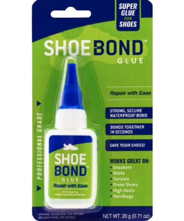 Shoe-Bond Shoe Glue - Professional Grade, Clear Sole Quick Dry Repair Formula Works in Seconds Adhesive, Waterproof for Sneakers, Hiking Shoes, Boots, Sandals, and More, 20 grams (0.71 oz)