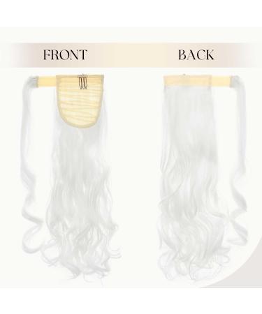 Ponytail Extensions | Clip-in Wavy Synthetic Hairpiece - 43cm White Braid for Realistic Look - Buy Online on GoSupps.com
