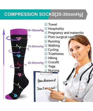 Compression Socks 7 Pairs for Men & Women | 15-20 mmHg Circulation Support | Ideal for Athletic, Nurse, Medical, Running | S-M Multicolor - Buy Online on GoSupps.com