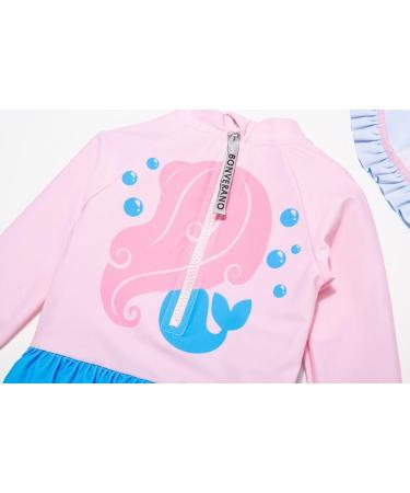 Bonverano Baby Girls Swimsuit UPF 50+ Long-Sleeve Mermaid One Piece - 3-6 Months - Buy Online on GoSupps.com