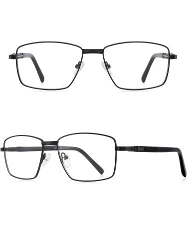 Rectangle Reading Glasses for Men | Blue Light Blocking Computer Readers | Spring Hinge Metal Frame | Acetate Legs | Black | 3.0x Magnification - Buy Online on GoSupps.com