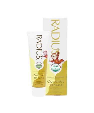 RADIUS Organic Kids Toothpaste 3oz Pack of 2 - Coconut Banana Flavor, Non-Toxic, Gluten-Free, USDA Organic, Improves Gum Health for Ages 6 Months and Up - Buy Online on GoSupps.com
