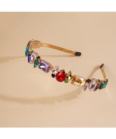 Wiwpar Thin Rhinestone Headband for Women - Colorful Elastic Vintage Hair Hoop Accessories - Buy Online on GoSupps.com