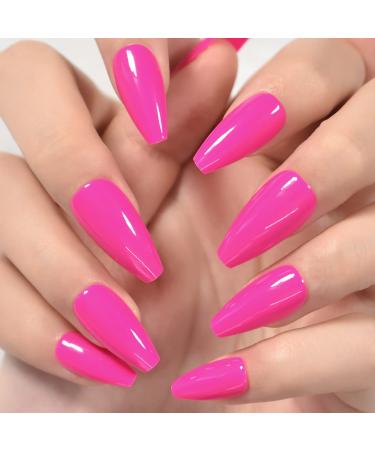 Rose Red Press On Nails - Pink Coffin Acrylic False Nails for Women - 24pcs/kit - Buy Online on GoSupps.com