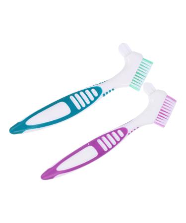 Frcolor 2 piece of prostheses cleaning brush prostheses toothbrush prostheses cleaning toothbrushes double -sided toothbrush prosthesis brush to clean artificial toothbrushes