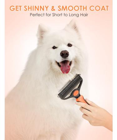 Malsipree 2-in-1 Dog & Cat Brush - Ultimate Pet Fur Care for Long & Short Hair - Big Orange Brush for De-Shedding & Knot Prevention - Buy Online on GoSupps.com