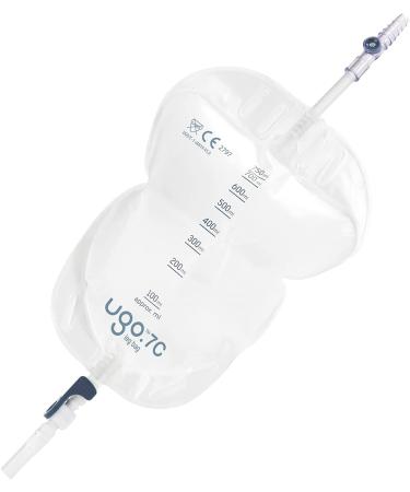 Ugo Leg Bags (x10)  Urine Drainage Bags/Catheter Leg Bags, T Tap or Lever Tap with Soft Fabric Backing and a Natural Leg-Shape Design (Pack of 10) (Ugo 7C - 750ml, Short Tube, Lever Tap)