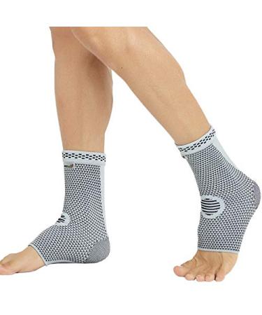 Neotech Care Bamboo Ankle Support Sleeve - Light Elastic & Breathable - Medium Compression - XS - Grey - 1 Pair - Buy Online on GoSupps.com