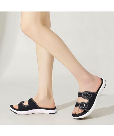 Coface Women's Arch Support Slide Sandals for Plantar Fasciitis Relief - Black, Size 10 - Buy Online on GoSupps.com