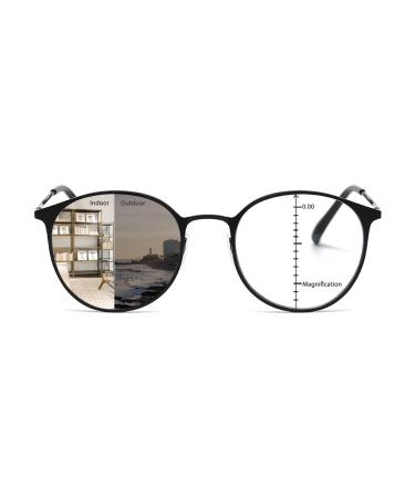 Transition Photochromic Multifocus Progressive Reading Glasses Men Women No-line Anti Blue Light Multifocal Readers Black 1.5 x
