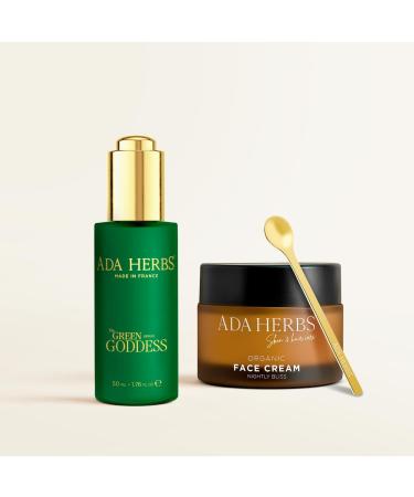 Goddess Night Ritual - Anti-Aging Nighttime Skincare Set with Niacinamide Serum & Argan Oil Night Cream - Brightening & Regenerating Duo for All Skin Types - 99% Natural