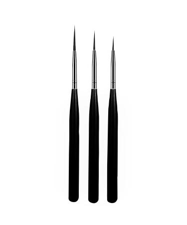 luoshaPUCY 3Pcs Nail Art Liner Brushes Nail Liner Striping Brush Nail Brushes for Nail Art Fine Designs UV Gel Polish Painting Striper Brushes Black