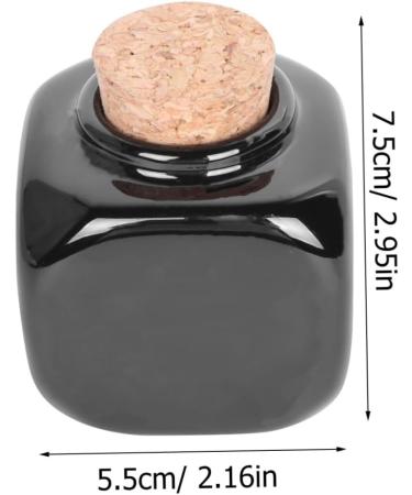 SOESFOUFU Wooden Cork Bottle Manicure Ceramic Cork Bottle Manicure Dishes Manicure Liquid Bottle Manicue Cups Bottle Nail Art Tools Cerace Ceramic Bottle with Cork Bamboo Ceramics 7.50X5.50X5.50CM Black - Buy Online on GoSupps.com