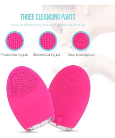 QGT Mini Electric Face Cleansing Brush Rechargeable Silicone Facial Cleansing Deep Pore Cleaning Water-Resistant Vibrating Massager(Rose Red) (Color : Rose Red) - Buy Online on GoSupps.com