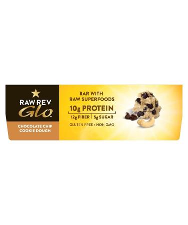 Raw Rev Glo Vegan Protein Bars - Chocolate Chip Cookie Dough, Pack of 24 (12 Count x 2) - Buy Online on GoSupps.com