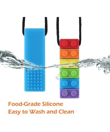 Buy Sensory Chew Necklace - 2 PCs Durable Silicone Chewing Pendants for Kids | Rainbow Colored Chewing Chains - Buy Online on GoSupps.com