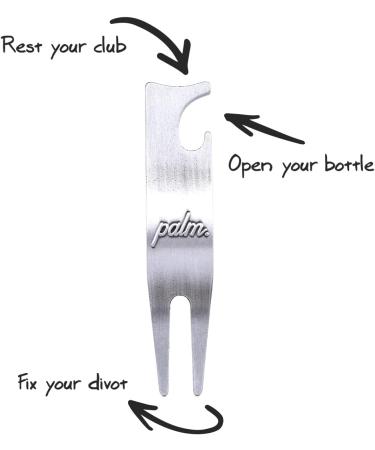 Palm Divot Repair Tool - Ergonomic 3-in-1 Design with U-Shaped Club Rest, Bottle Opener - Lightweight Brushed Gold - Buy Online on GoSupps.com