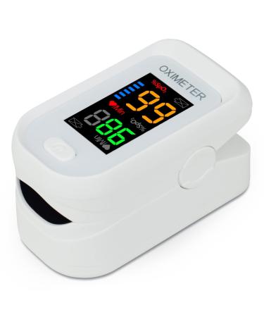Pulse Oximeter Fingertip Blood Oxygen Saturation Monitor Oximeter Finger Pulse Oximeter(SpO2 and PR) LED Screen with Lanyard [White]