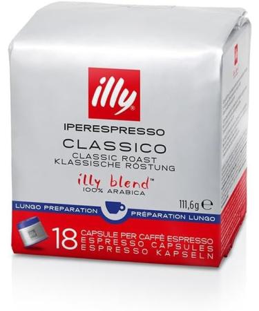 Illy Iperespresso Lungo Capsule Coffee Smooth and Velvety for Long Coffee | 100% Arabica - 6 boxes of 18 capsules (723.6g) - Buy Online on GoSupps.com