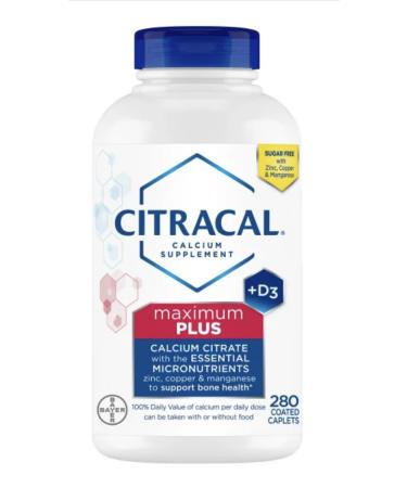 Citra-Cal+D3 Supplement with Zinc Copper Magnesium Maximum Plus 280 Count