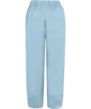 MALAIDOG Womens 2023 Trendy Linen Capri Pants - Sky Blue, X-Large - Buy Online on GoSupps.com