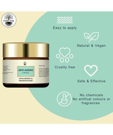 PureHub Orgainc Skincare Anti Aging Cream - Hyaluronic & Frankincense - 50ml - Buy Online on GoSupps.com