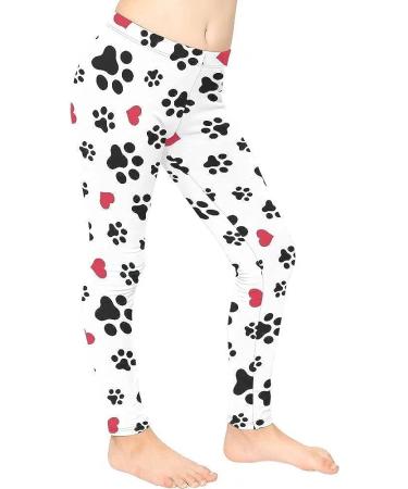 Youngerbaby High Waist Kids Leggings | Butt Lifting Workout Capris for Teens | Black Paws Print | Size 12-13 Years - Buy Online on GoSupps.com