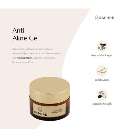 Saphr Acne gel with niacinamides light gel for the care of impure skin with aloe vera panthenol and vitamin C soothing and moisturizing 30 ml vegan - Buy Online on GoSupps.com