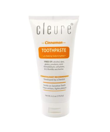 Cleure Fluoride Free Toothpaste with Baking Soda and Xylitol  Cinnamon  4 oz